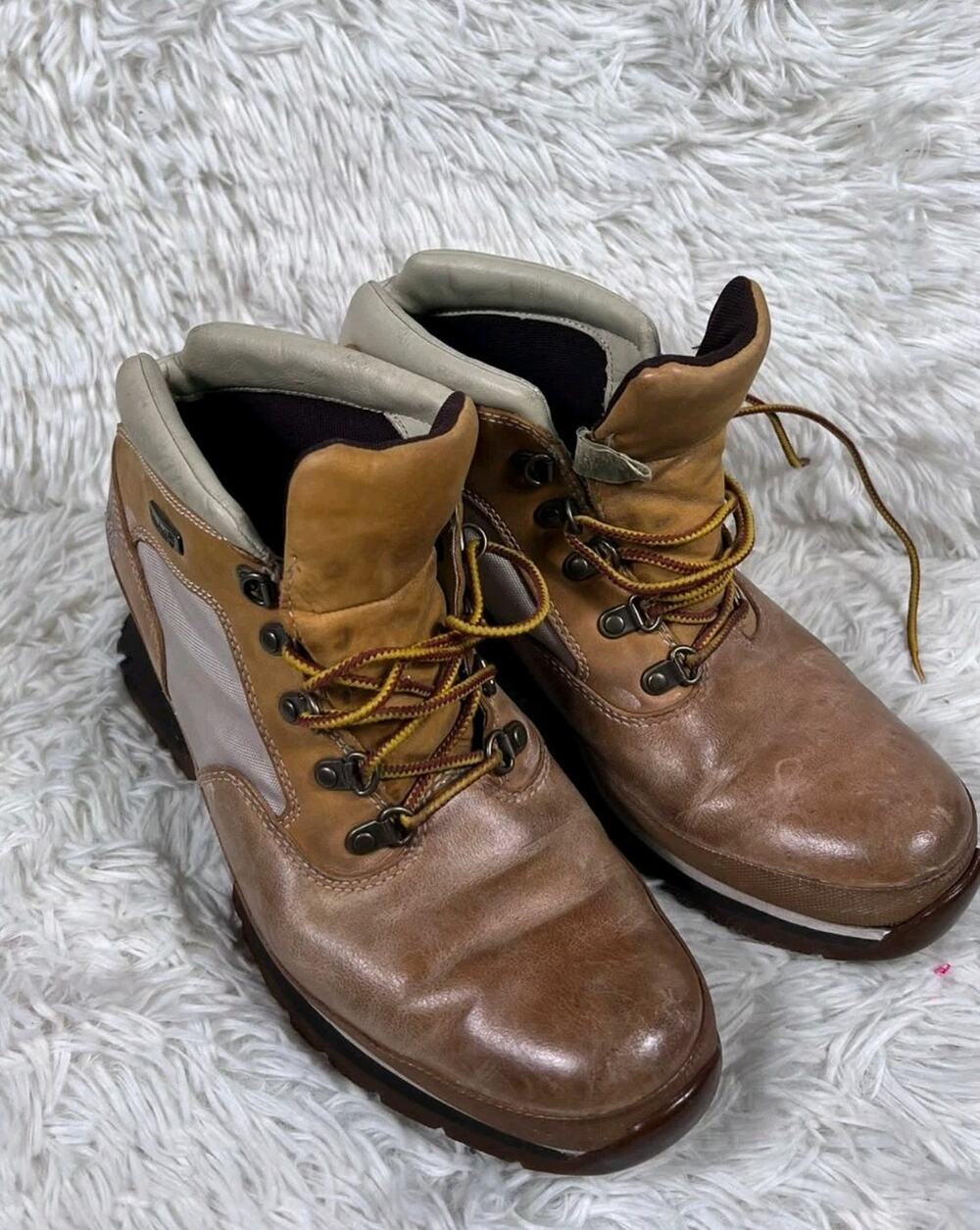Timberland Wheat Tan Nubuck Leather Ankle Boots High Heel Women's Size 8 M #1934